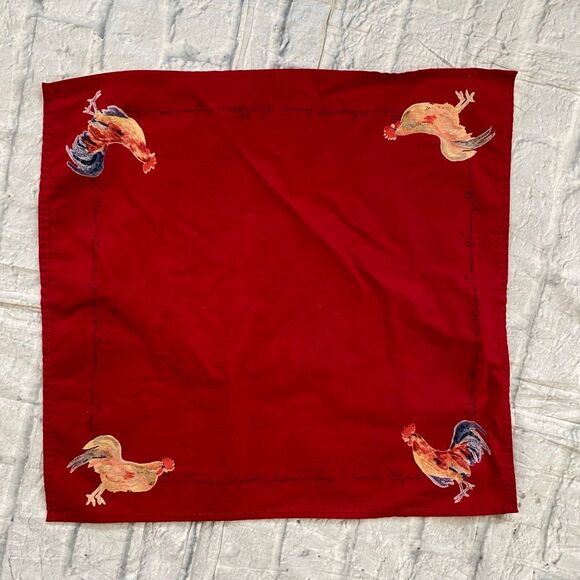 Williams Sonoma 5 napkin bundle 100% cotton rooster print red 20x19 - Picture 1 of 7